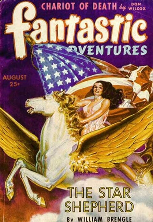 Fantastic Adventures August 1942 — Winged Pegasus & American Flag Cover