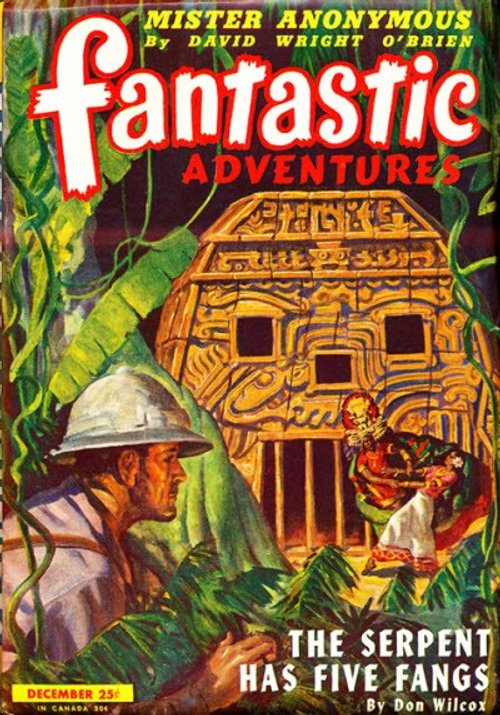 Fantastic Adventures Dec 1942 – Explorer Discovers Living Aztec Idol in Jungle