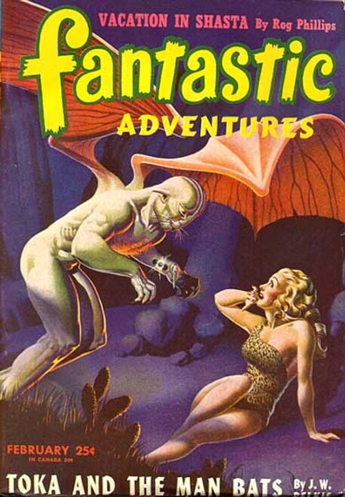 Man-Bat Menaces Jungle Girl — Fantastic Adventures February 1947