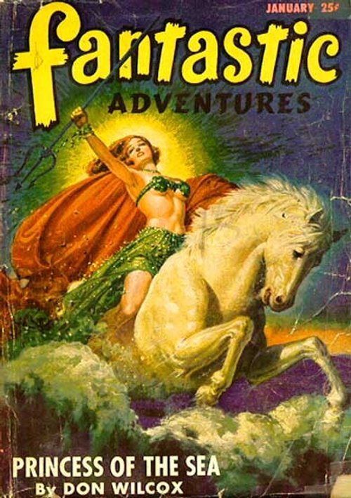 Fantastic Adventures 'Princess of the Sea' January Cover — Sea Goddess on White Horse