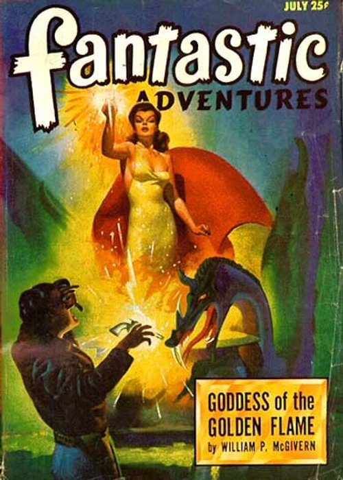 Goddess of the Golden Flame – Fantastic Adventures July Pulp Cover