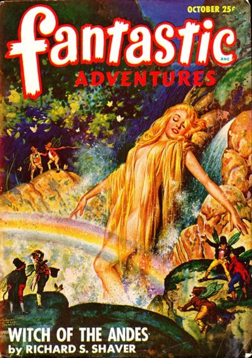 Fantastic Adventures Oct 1940s 'Witch of the Andes' Fantasy Cover with Giant Nymph