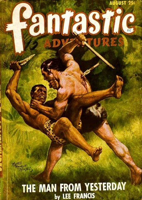 Fantastic Adventures August – Savage Jungle Duel, 'The Man From Yesterday'