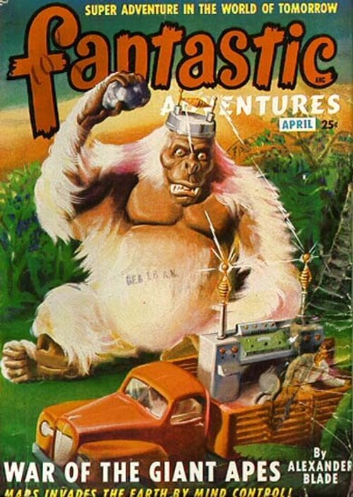 War of the Giant Apes – Fantastic Adventures April 1943 Cover
