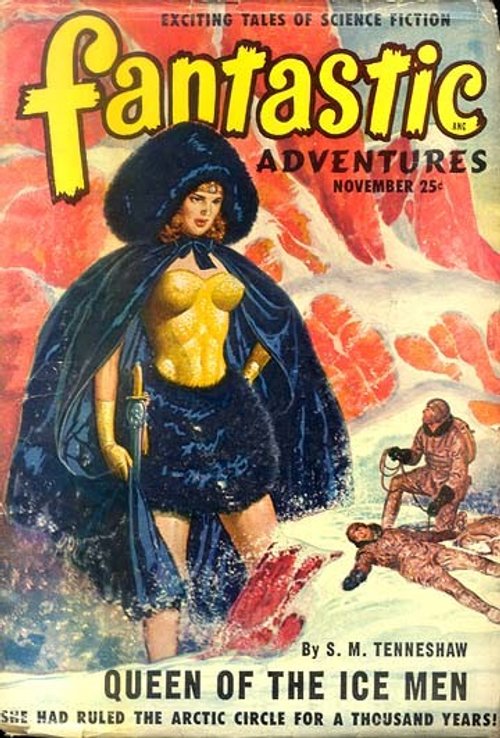 Queen of the Ice Men — Fantastic Adventures November Pulp Cover, 1940s