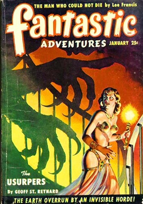 Fantastic Adventures Jan 1948 'The Usurpers' Invisible Horde Cover Art