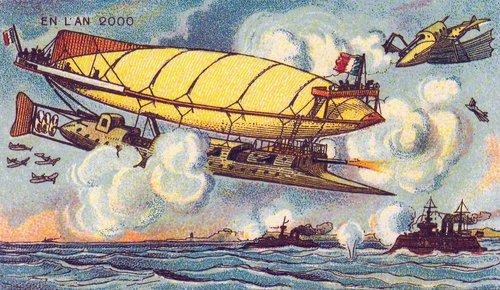 En L'An 2000: French Futurist Aerial Warship Battle, c.1900