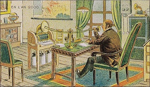 En L'An 2000: French Retro-Futurist Videophone Office, c.1900