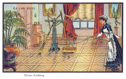 En L'An 2000: Electric Scrubbing Machine, French Retro-Future Postcard c.1900