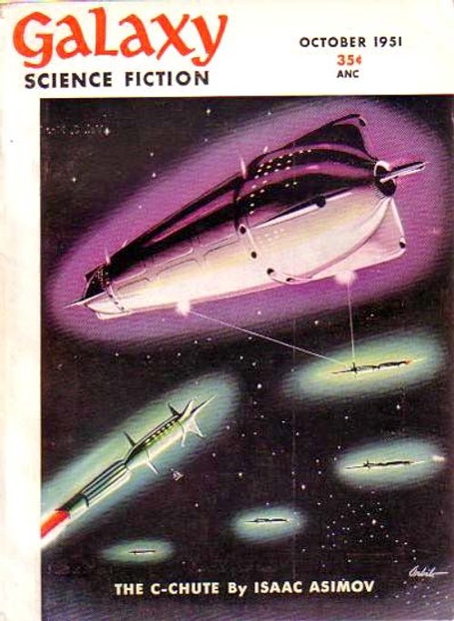 Galaxy Science Fiction Oct 1951 — Asimov's C-Chute Space Fleet Cover