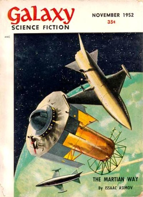 Galaxy Science Fiction Nov 1952 — Asimov's 'The Martian Way' Space Station Cover