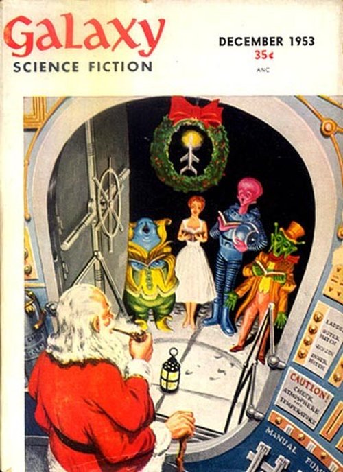 Santa Meets Aliens in Spaceship Airlock — Galaxy Science Fiction Dec 1953