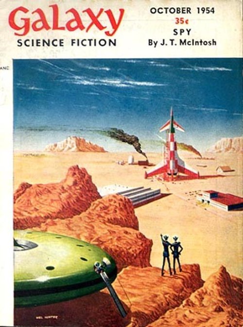 Galaxy Science Fiction Oct 1954 — Flying Saucer & Rocket on Mars Desert