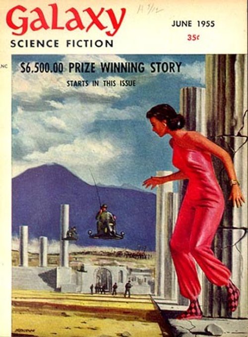 Giant Woman Surveys Ruined City, Galaxy Science Fiction June 1955