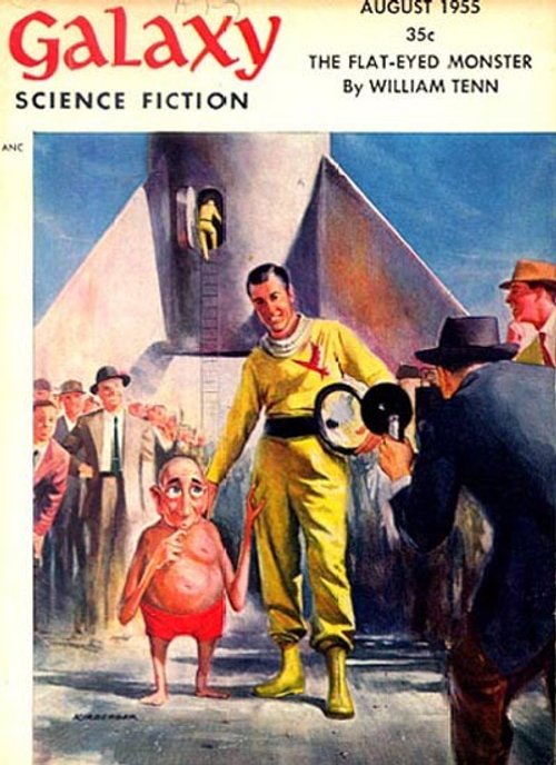 First Contact Welcome: Astronaut & Alien Arrival, Galaxy Sci-Fi Aug 1955