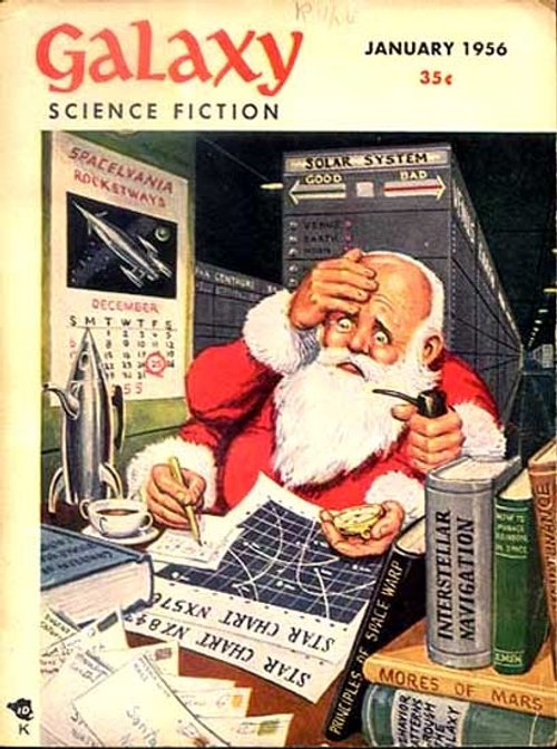 Santa Claus Lost in Space: Galaxy Science Fiction January 1956 Cover