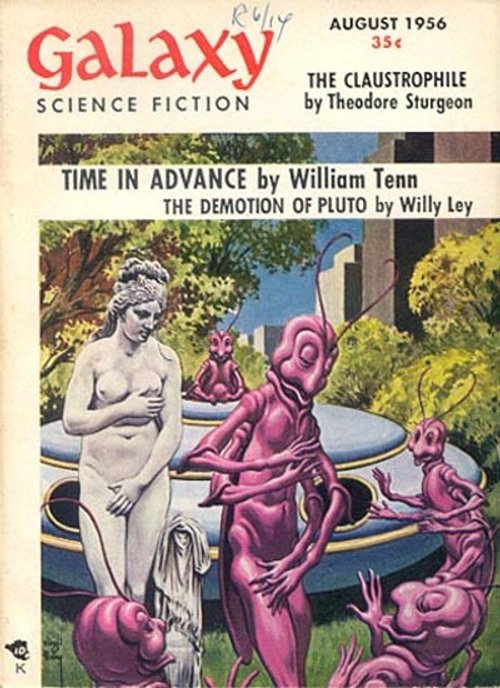 Pink Insectoid Aliens Examine Venus de Milo, Galaxy Science Fiction Aug 1956