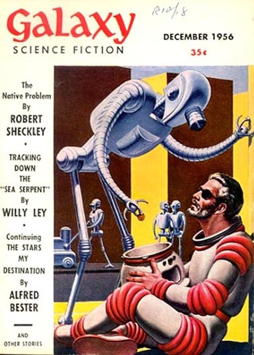 Mechanical Giant Tends Seated Astronaut — Galaxy Science Fiction, December 1956