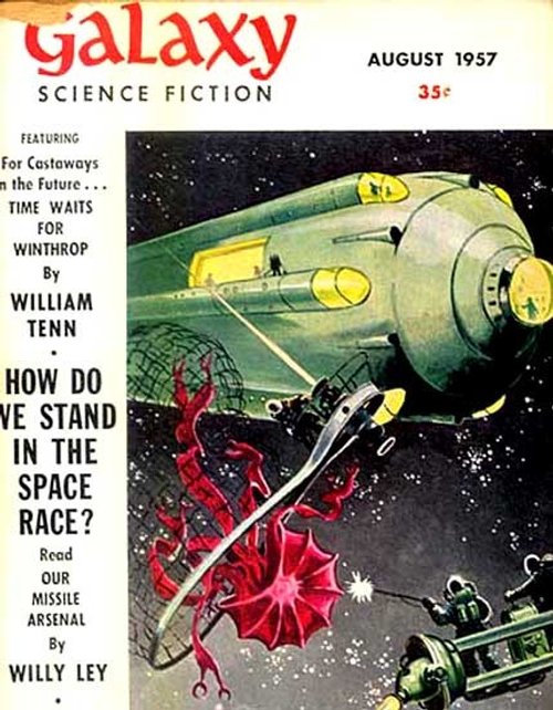 Space Combat vs. Alien Creature — Galaxy Science Fiction, August 1957