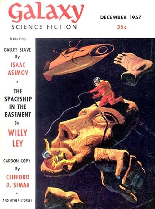 Galaxy Science Fiction Dec 1957 — Spaceman on Giant Alien Stone Face