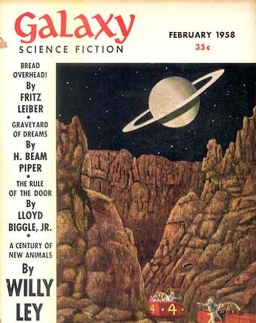Saturn Rising Over Rocky Canyon, Galaxy Science Fiction Cover, February 1958