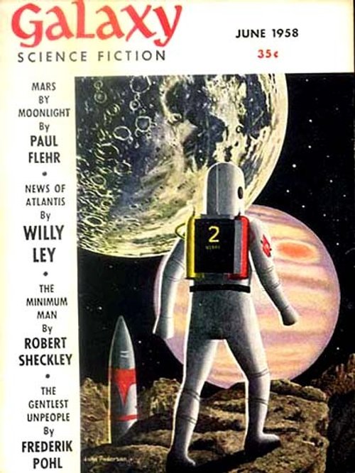 Galaxy Science Fiction June 1958 – Astronaut on Rocky Planet, Jupiter Rising