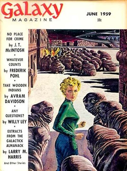 Alien Crowd Encounter: Galaxy Magazine Cover, June 1959