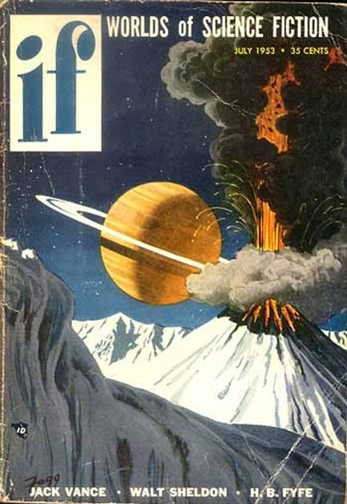 Saturn Over Erupting Volcano, If Worlds of Science Fiction July 1953