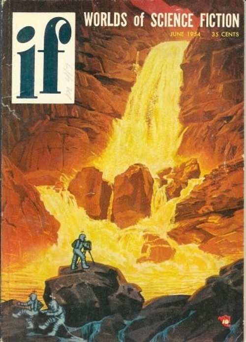 Spacesuited Explorers Face Molten Lava Falls – IF Magazine June 1954