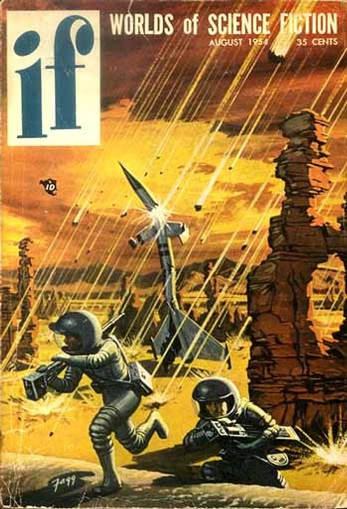 Meteor Bombardment on Alien World — If Magazine Cover, August 1954
