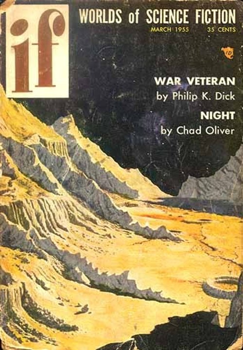 IF Magazine March 1955 — Alien Canyon Landscape with Mysterious Ring Structure