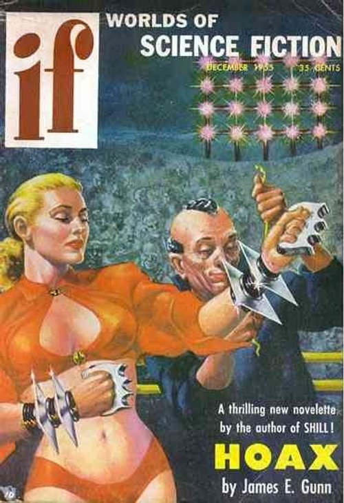 If Worlds of Science Fiction Dec 1955 — Hoax by James E. Gunn Cover