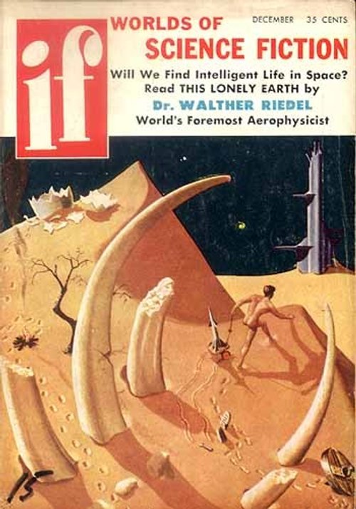 IF Worlds of Science Fiction December Cover: Alien Bone Landscape 1950s