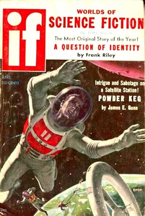 Emsh's Tumbling Astronaut in Zero-G, IF Magazine April 1957