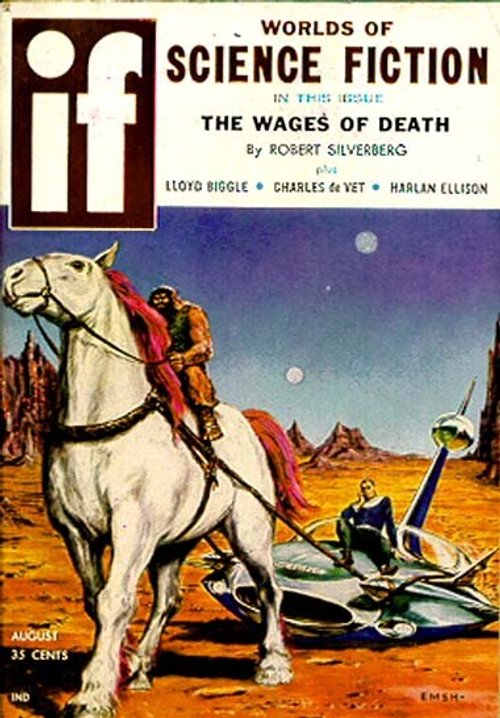 EMSH Cover: Horse Rider Meets Crashed Saucer, If Magazine August 1958