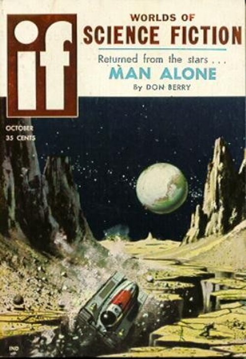 IF Worlds of Science Fiction Oct 1953 — Lunar Rover in Rocky Alien Canyon