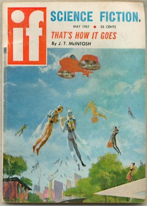 If Science Fiction May 1961 — Personal Jetpack Commuters Over Future City