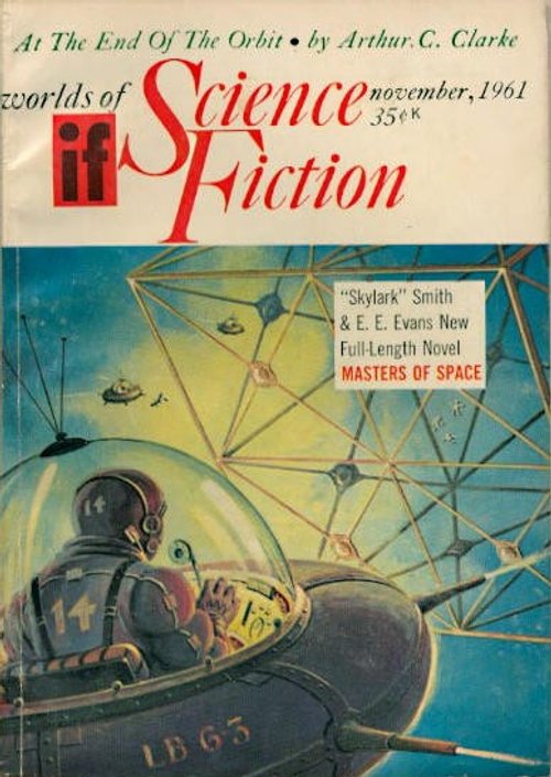 Worlds of If Science Fiction Nov 1961 Space Pod & Orbital Station Cover