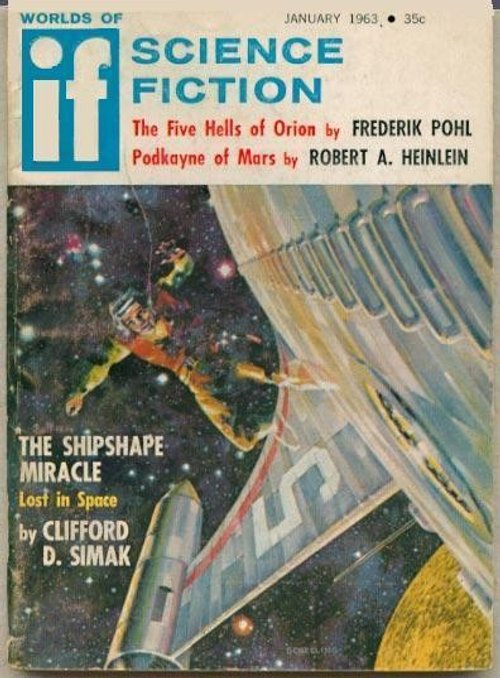 Lost Astronaut Drifts Past Massive Space Station, IF Science Fiction Jan 1963