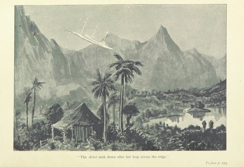 The Ariel Flying Ship Leaps the Ridge — Robur the Conqueror, Jules Verne