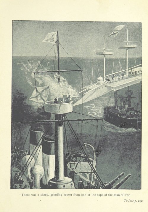 Victorian Naval Warfare: Flying Wing Warship Rams Man-of-War, c.1890s