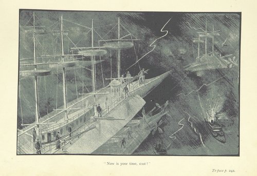 Victorian Aerial Warships Battle by Night — 'Now Is Your Time, Cast!'