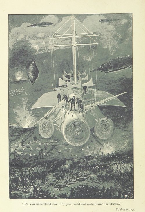 Albert Robida's War Machine Dominates Battle Scene, c.1887