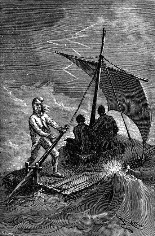 Storm at Sea on a Raft — Édouard Riou, Journey to the Center of the Earth