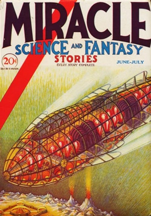 Miracle Science and Fantasy Stories June-July 1931: Glowing Cage Submarine Cover
