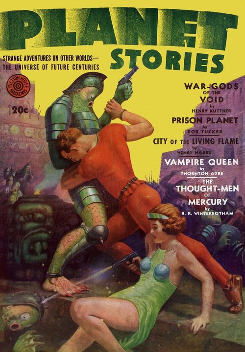 Planet Stories 1941 'War-Gods of the Void' Alien Gladiator Battle Cover