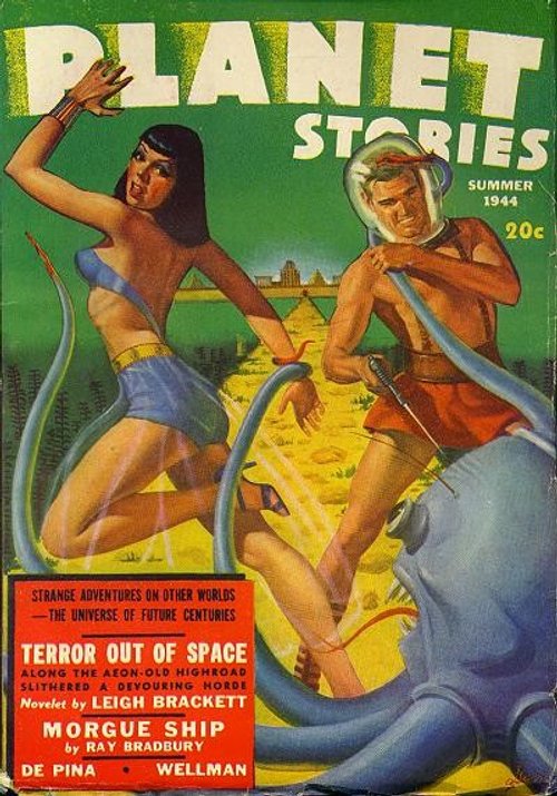 Leigh Brackett's 'Terror Out of Space' — Planet Stories Summer 1944 Cover