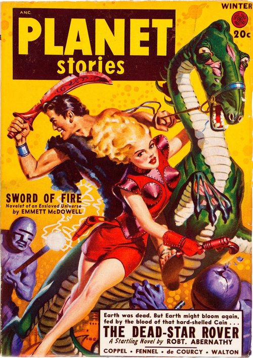 Planet Stories Winter Issue — Sword of Fire Cover, Emmett McDowell, 1940s
