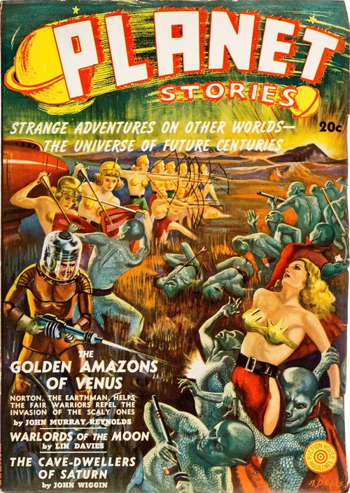 Golden Amazons of Venus — Planet Stories Battle Cover, c.1939