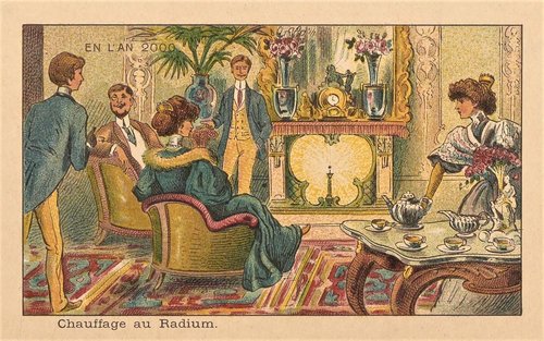 En L'An 2000: Radium Heating, French Futurist Postcard c.1900